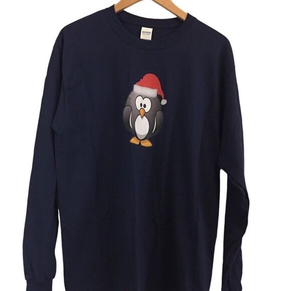 Penguin Christmas Long Sleeve Tshirt Size Large - Picture 1 of 1
